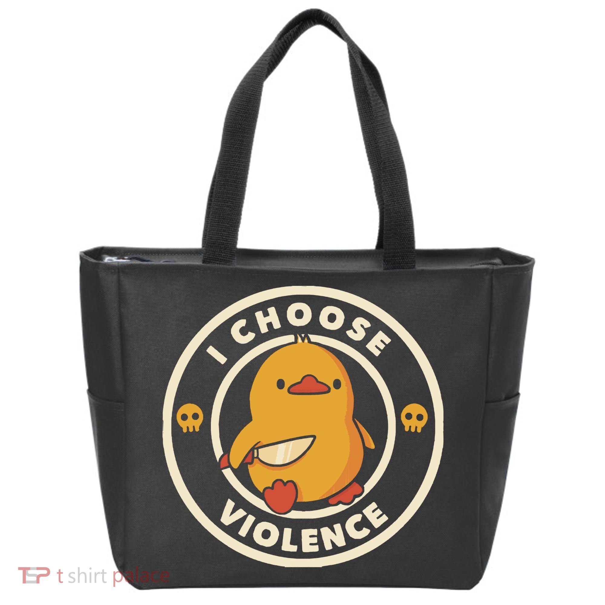 I Choose Violence Funny Duck By Tobe Fonseca Tote Bag