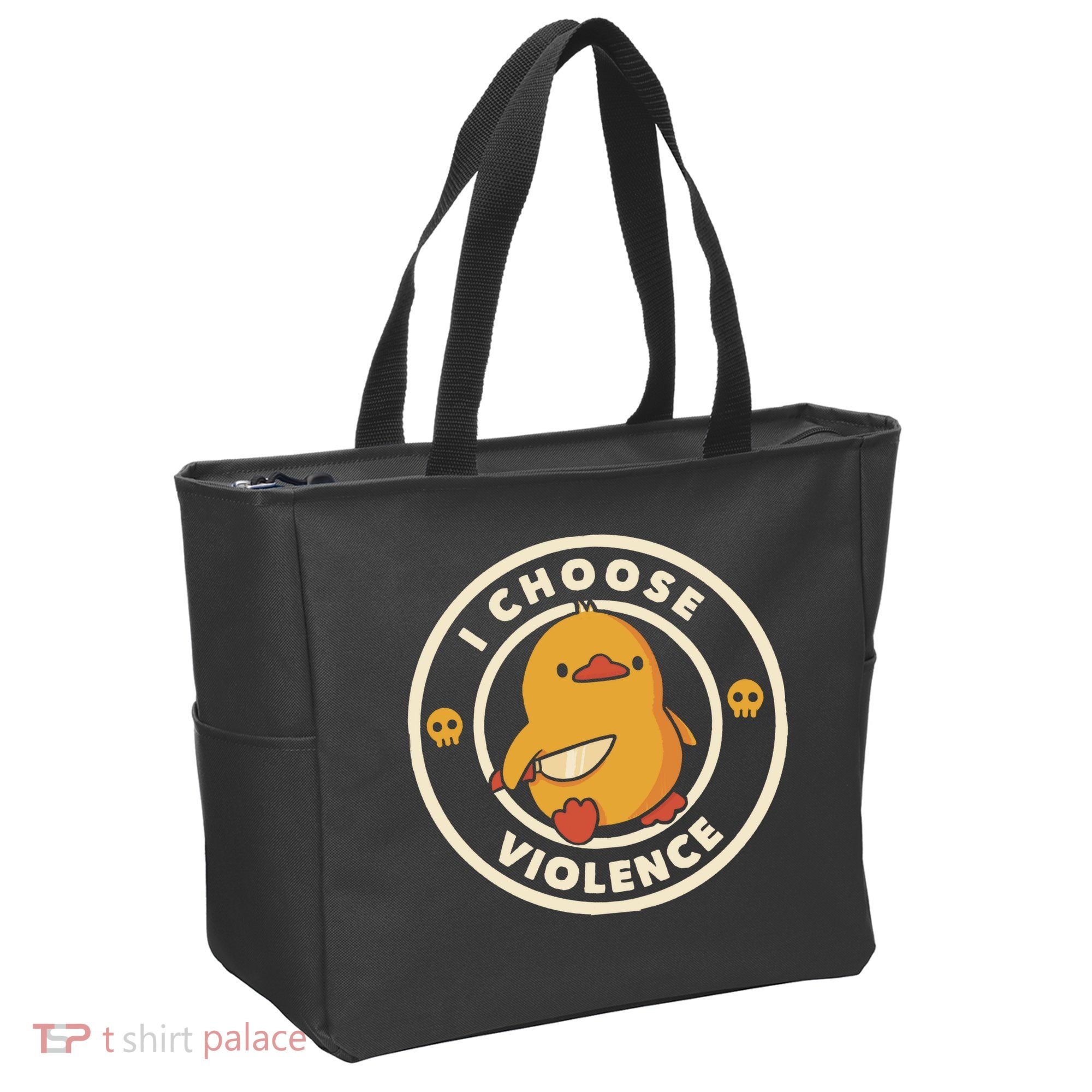 I Choose Violence Funny Duck By Tobe Fonseca Tote Bag