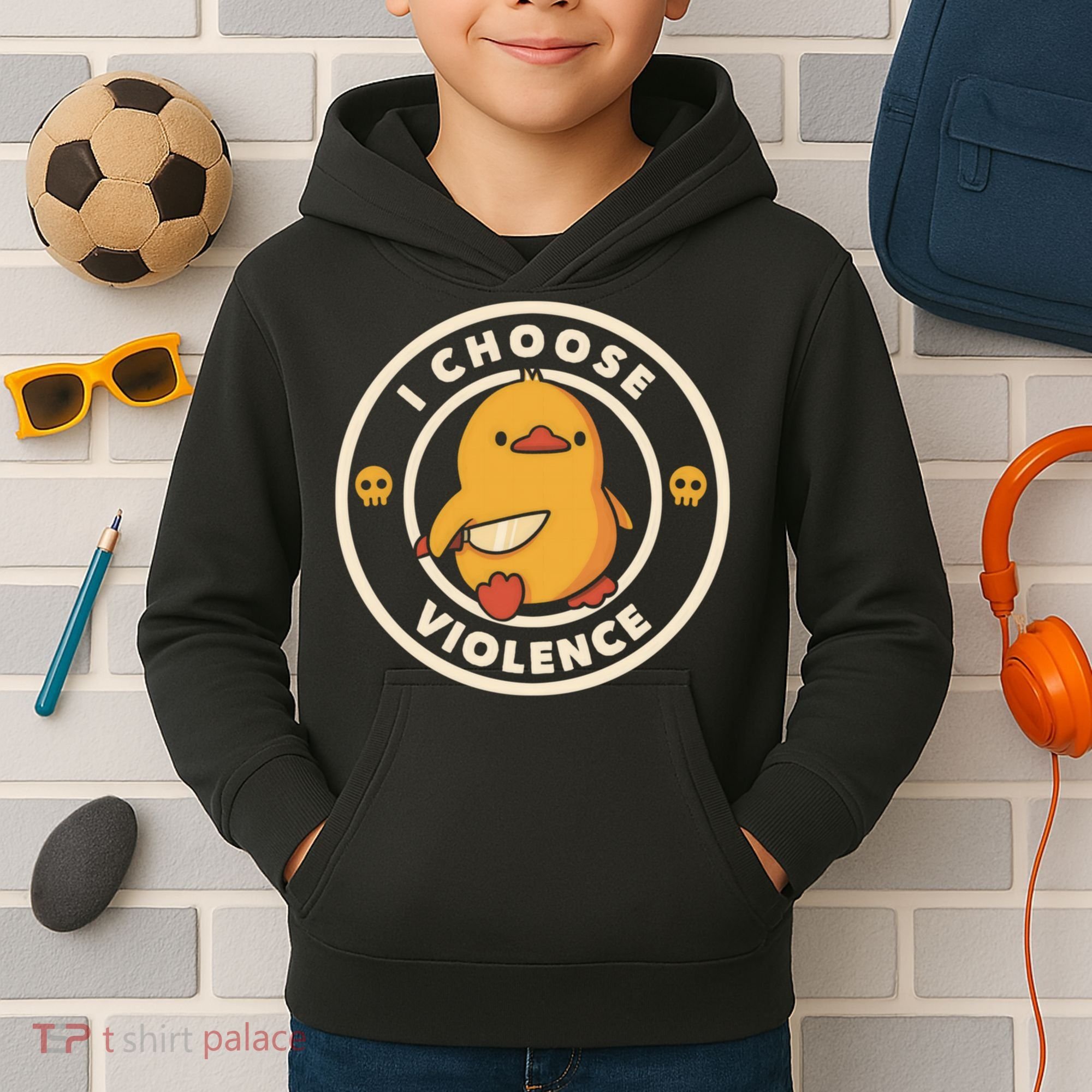 I Choose Violence Funny Duck Kids Hoodie