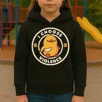 I Choose Violence Funny Duck Kids Hoodie thumb 3