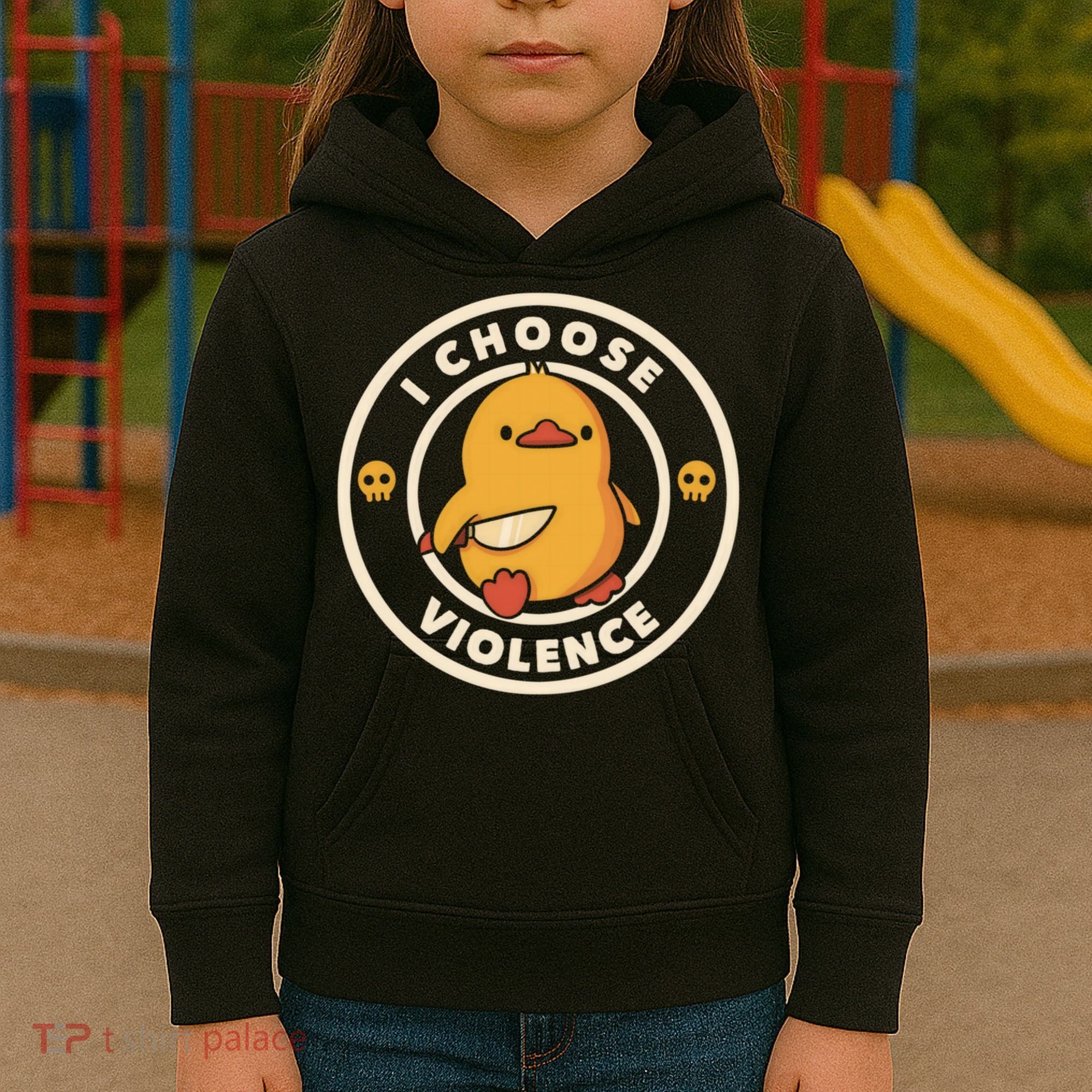I Choose Violence Funny Duck Kids Hoodie