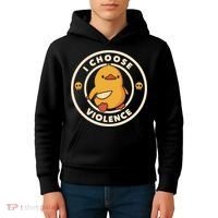 I Choose Violence Funny Duck Kids Hoodie thumb 4