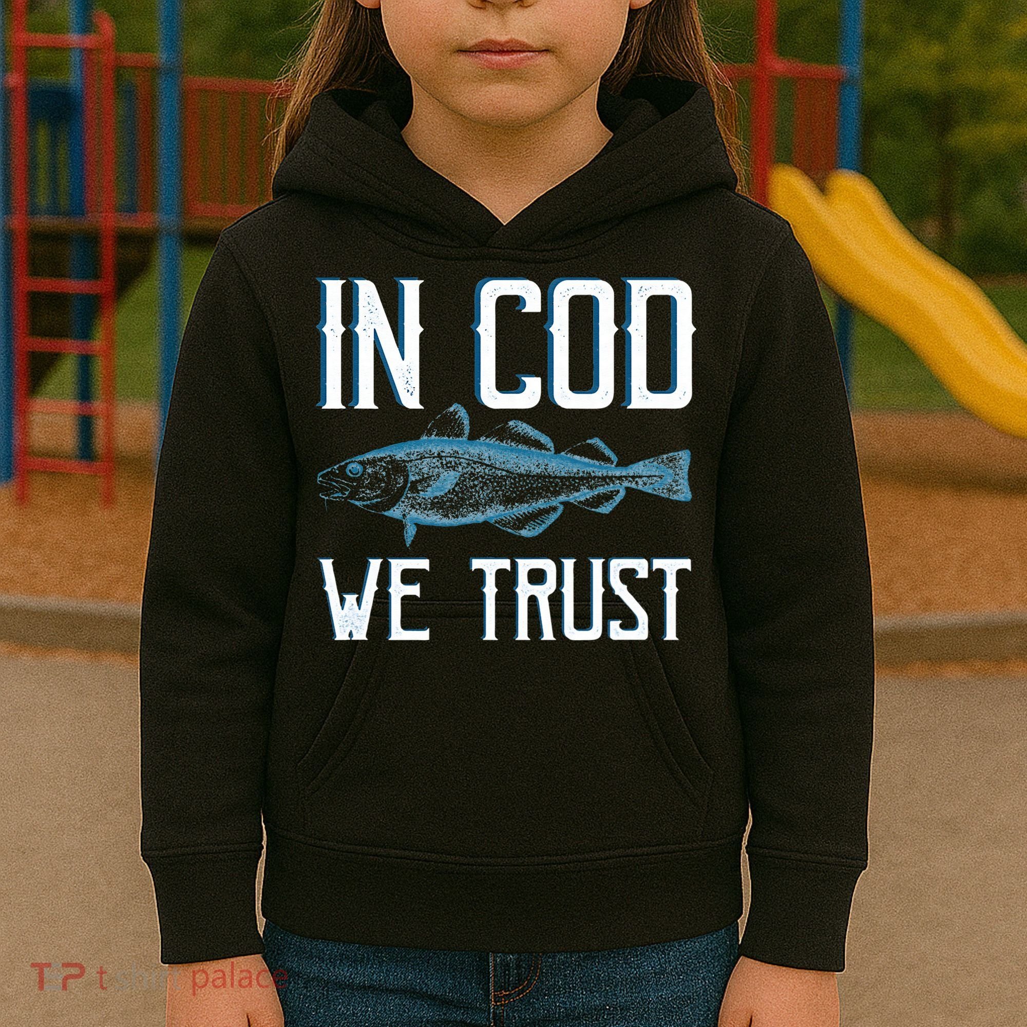 In COD We Trust Funny Fishing Portuguese Pride Kids Hoodie