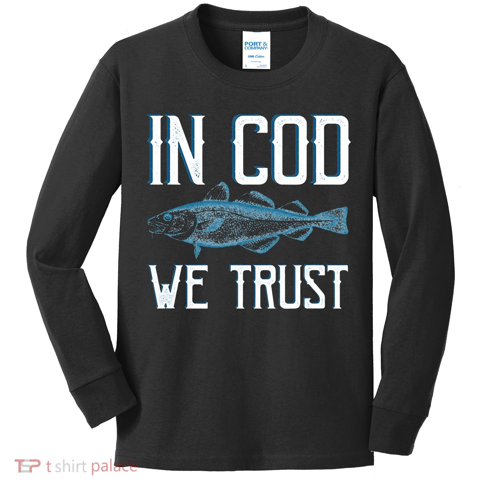 In COD We Trust Funny Fishing Portuguese Pride Kids Long Sleeve Shirt