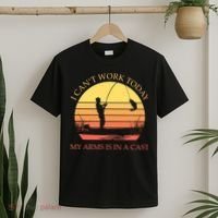 I Can't Work Today My Arms Is In A Cast Funny Fishing T-Shirt thumb 2