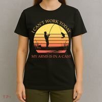 I Can't Work Today My Arms Is In A Cast Funny Fishing T-Shirt thumb 4