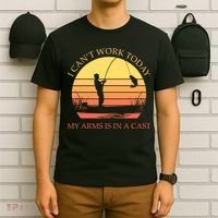 I Can't Work Today My Arms Is In A Cast Funny Fishing T-Shirt thumb 6