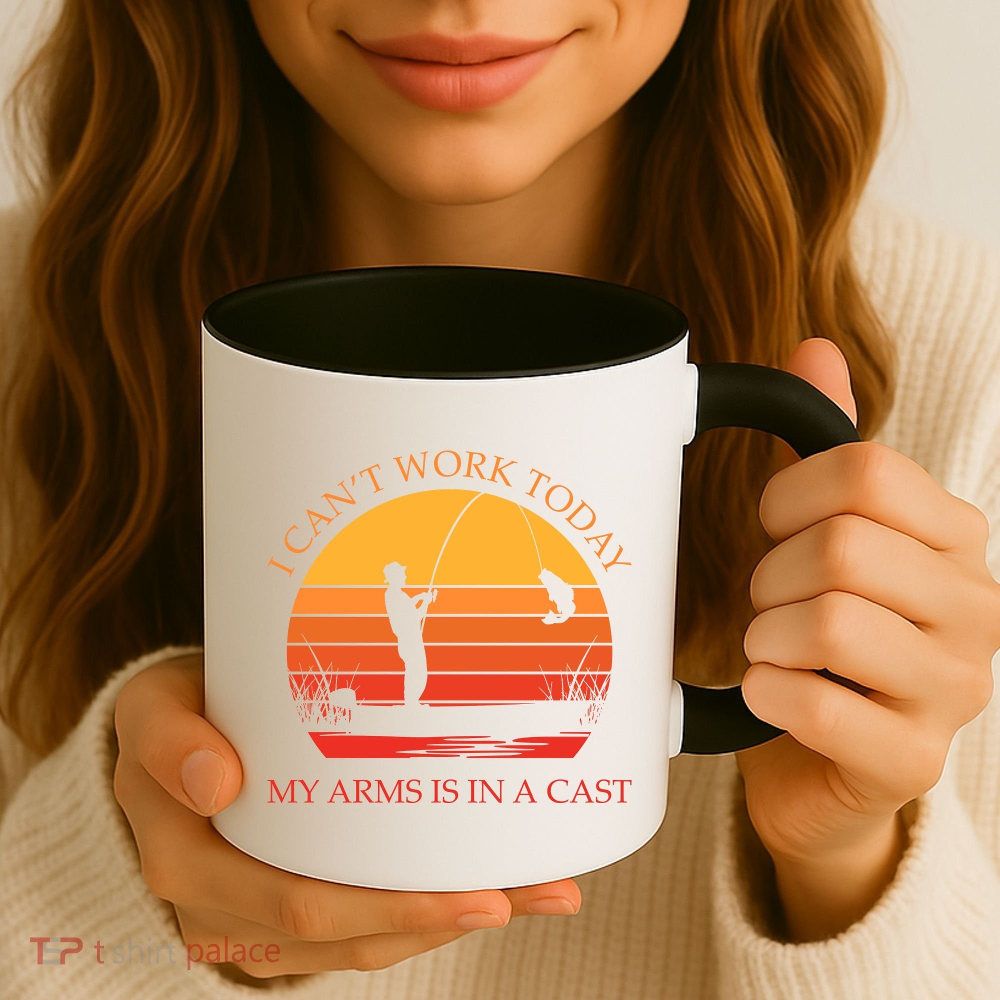 I Can't Work Today My Arms Is In A Cast Funny Fishing Coffee Mug
