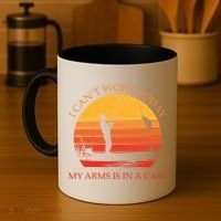 I Can't Work Today My Arms Is In A Cast Funny Fishing Coffee Mug thumb 4
