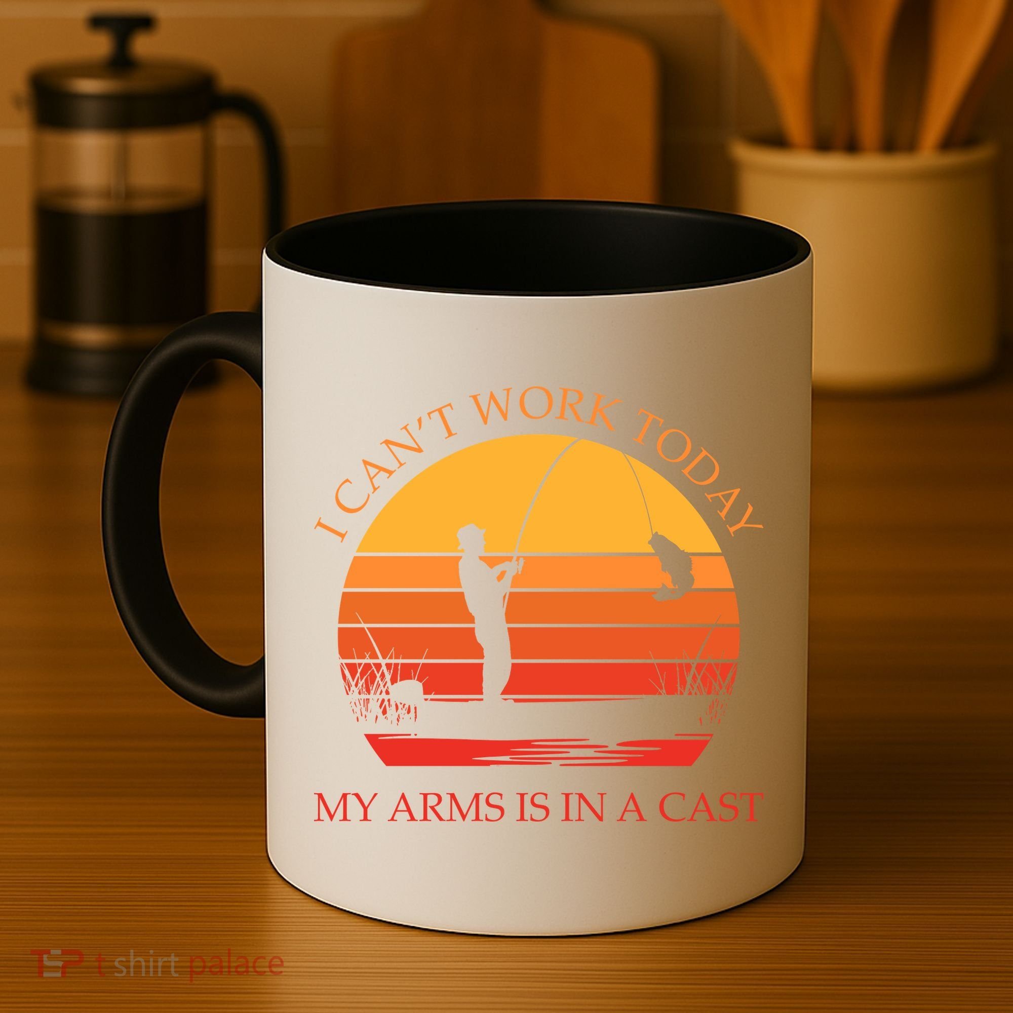 I Can't Work Today My Arms Is In A Cast Funny Fishing Coffee Mug