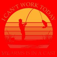 I Can't Work Today My Arms Is In A Cast Funny Fishing Santa Hat thumb 1