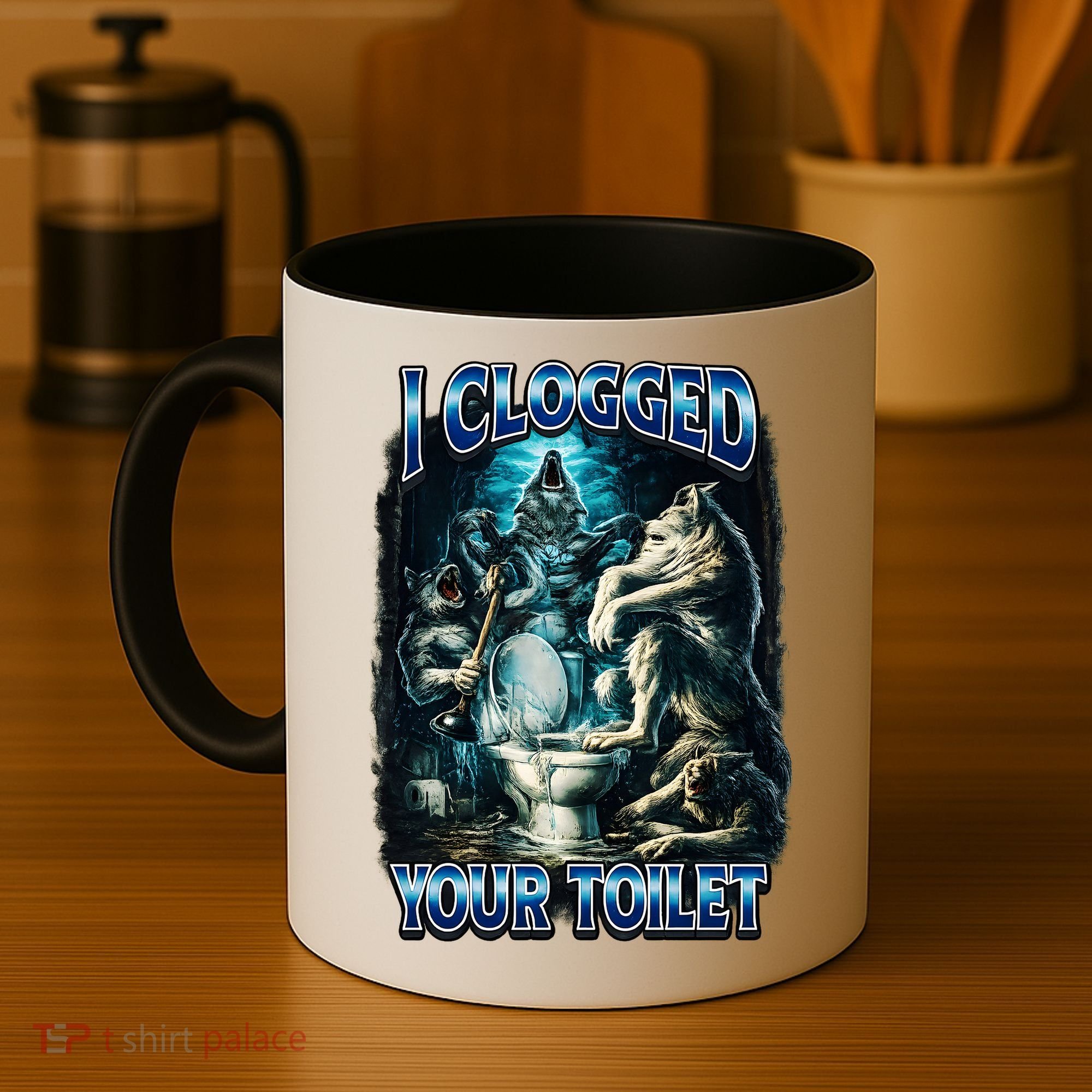 I Clogged Your Toilet Funny Alpha Wolf Brainrot Coffee Mug