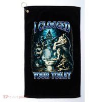 I Clogged Your Toilet Funny Alpha Wolf Brainrot Golf Towel thumb 0