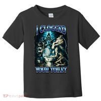 I Clogged Your Toilet Funny Alpha Wolf Brainrot Toddler T-Shirt thumb 0