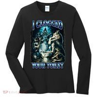 I Clogged Your Toilet Funny Alpha Wolf Brainrot Women's Long Sleeve Shirt thumb 0