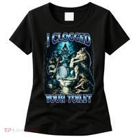 I Clogged Your Toilet Funny Alpha Wolf Brainrot Women's T-Shirt thumb 0