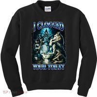 I Clogged Your Toilet Funny Alpha Wolf Brainrot Kids Sweatshirt thumb 0