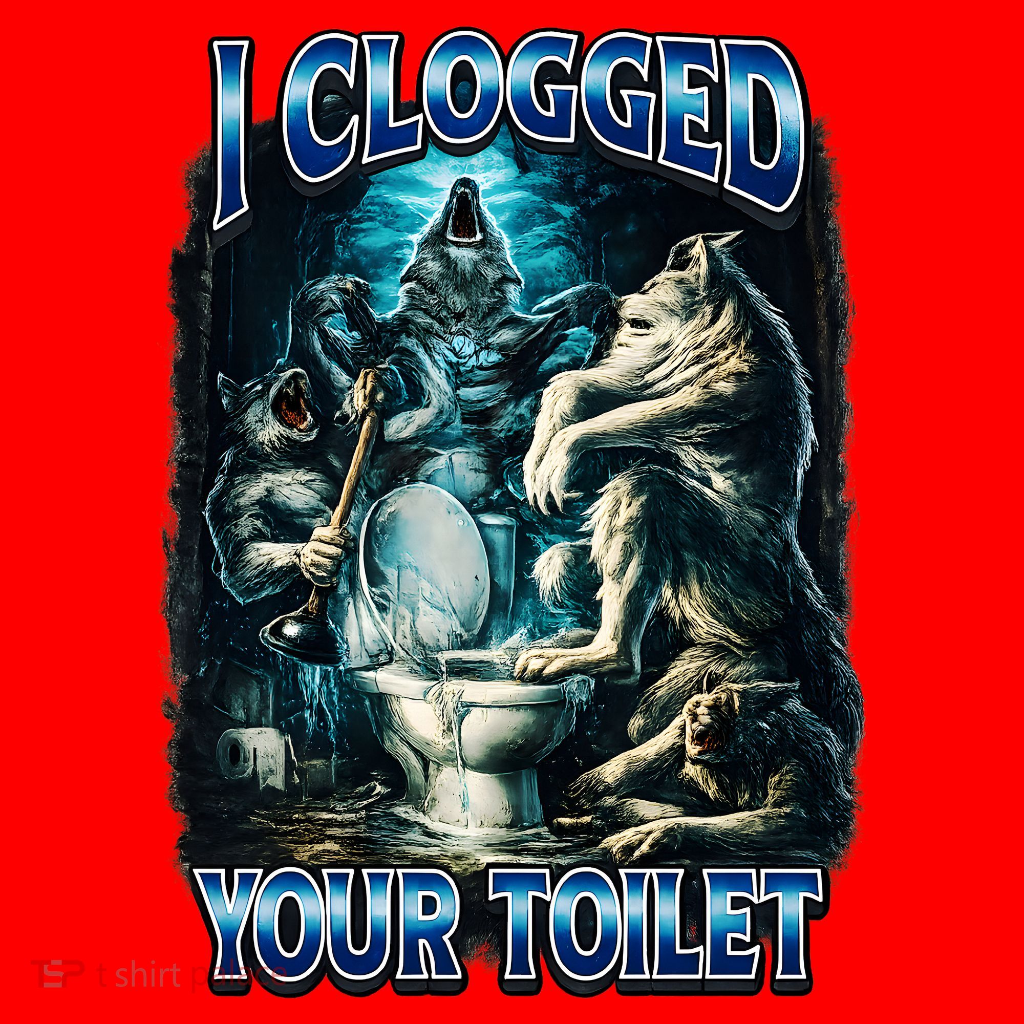 I Clogged Your Toilet Funny Alpha Wolf Brainrot Santa Hat