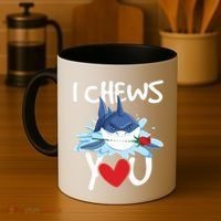 I Chews You Shark Lovers Wildlife Marine Biologist Science Coffee Mug thumb 4