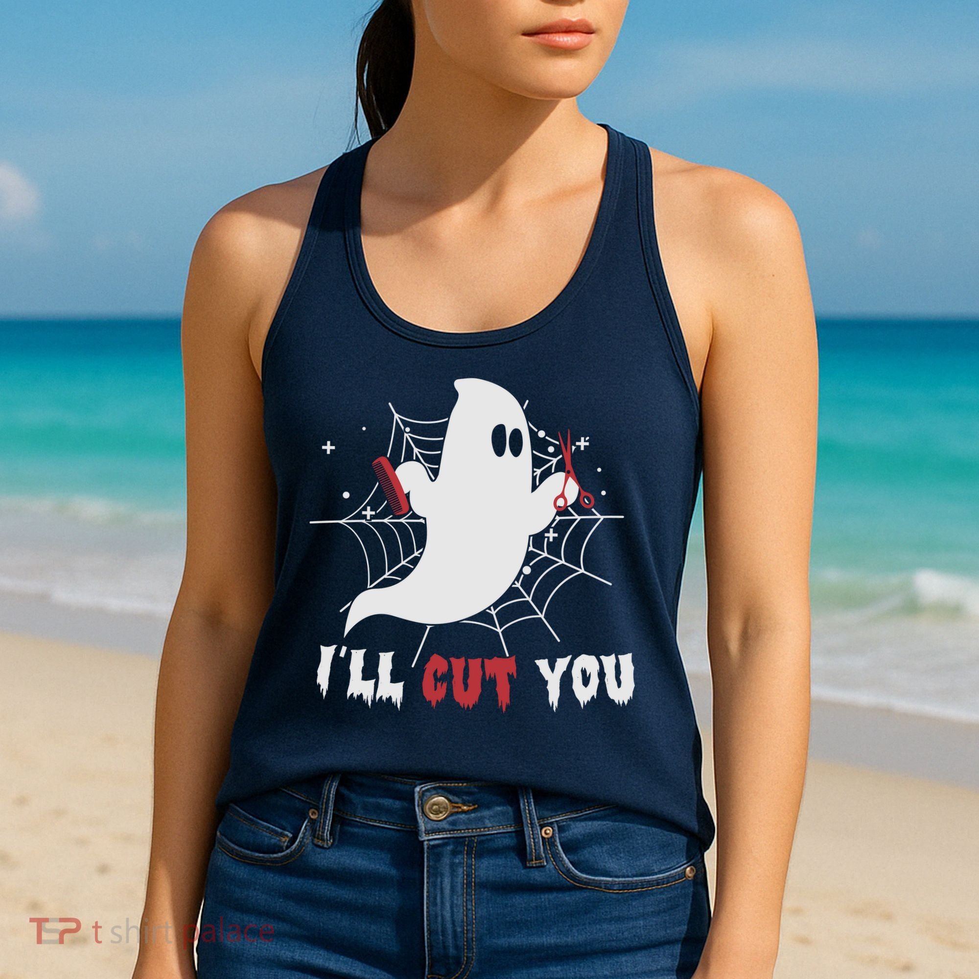 I’ll Cut You Hairdresser Ghost Halloween Women's Tank Top