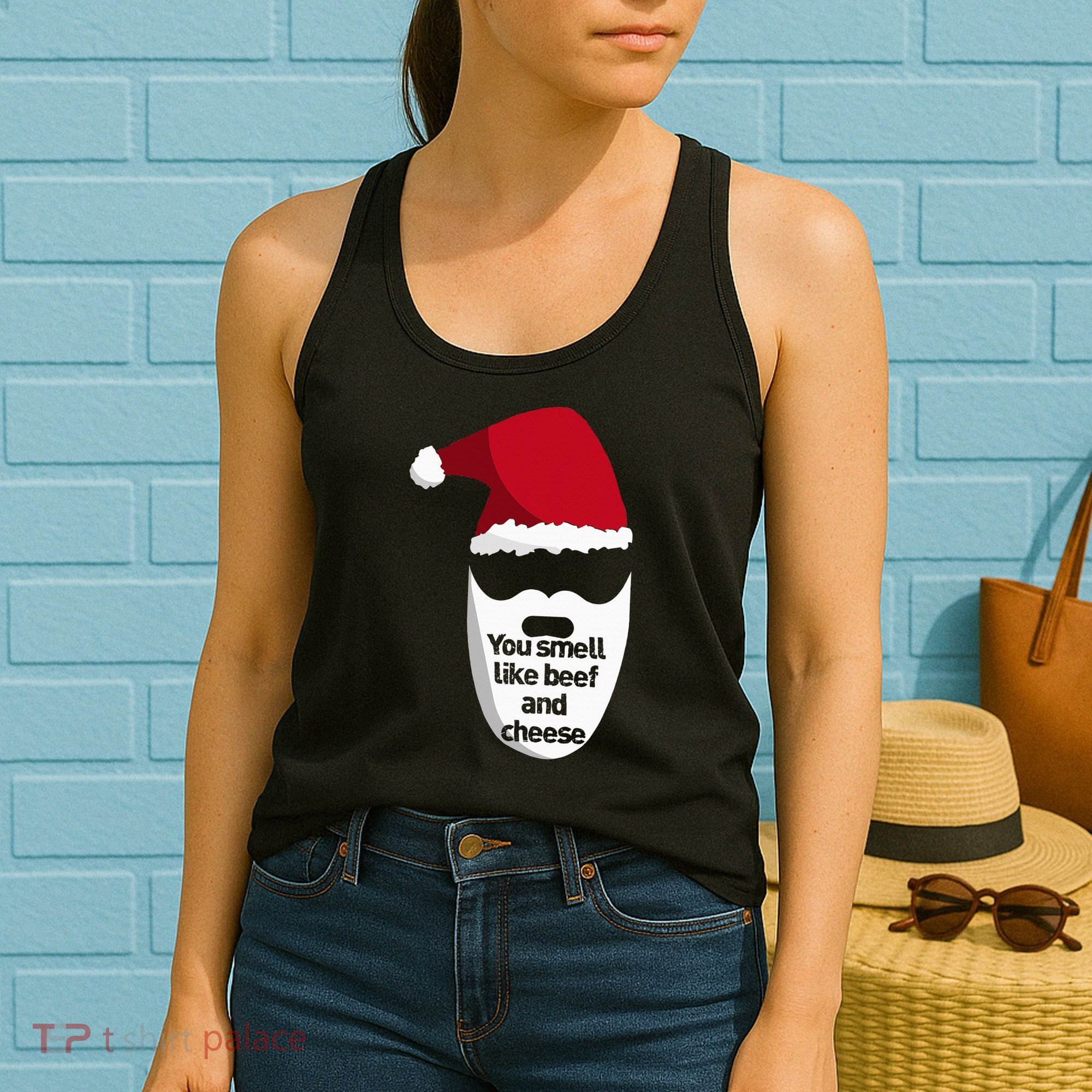 Inappropriate Christmas You Smell Like Beef And Cheese Elf Women's Tank Top