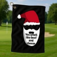 Inappropriate Christmas You Smell Like Beef And Cheese Elf Golf Towel thumb 1