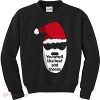 Inappropriate Christmas You Smell Like Beef And Cheese Elf Kids Sweatshirt thumb 0