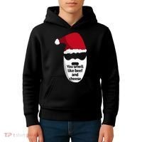 Inappropriate Christmas You Smell Like Beef And Cheese Elf Kids Hoodie thumb 4