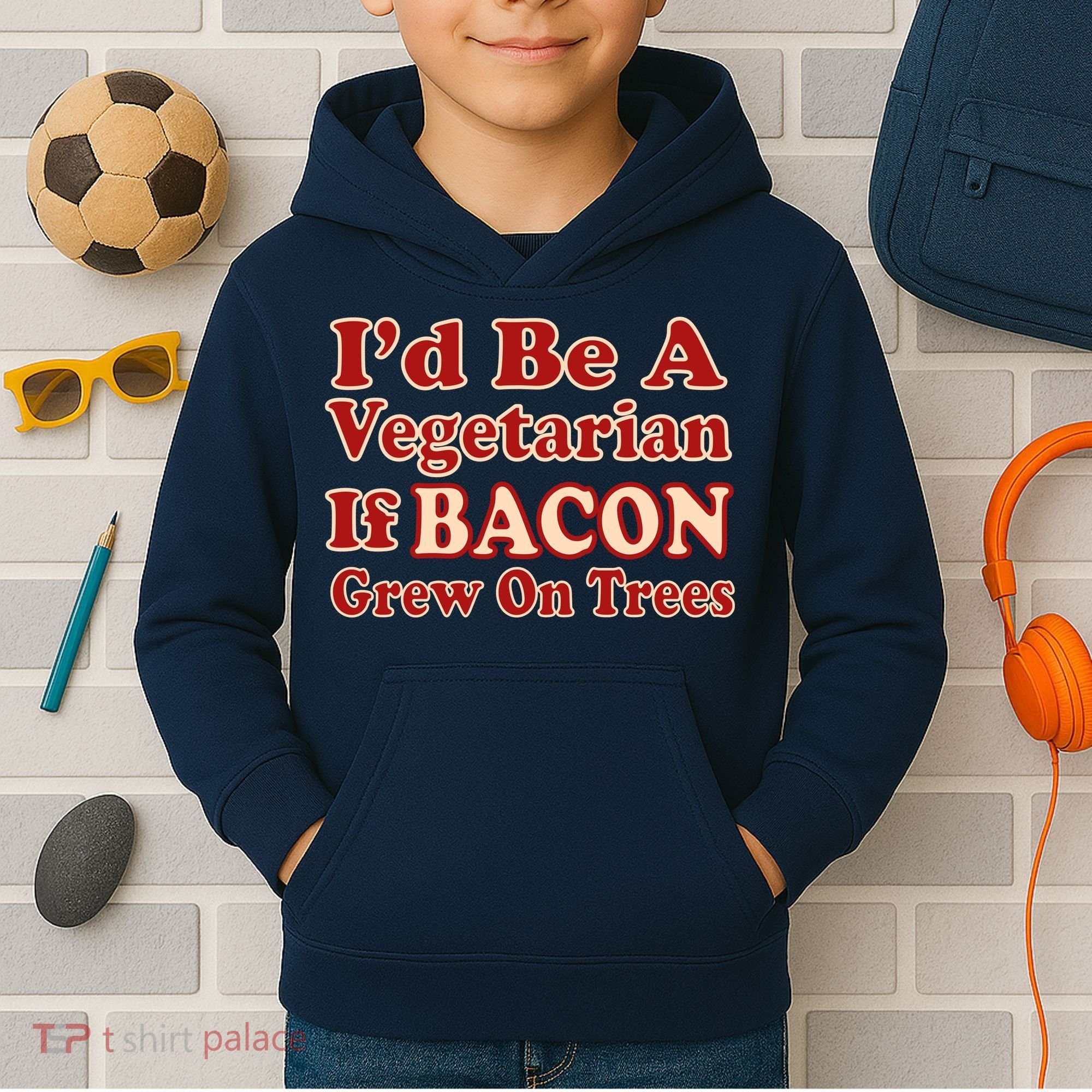 Id Be A Vegetarian If Bacon Grew On Trees Kids Hoodie