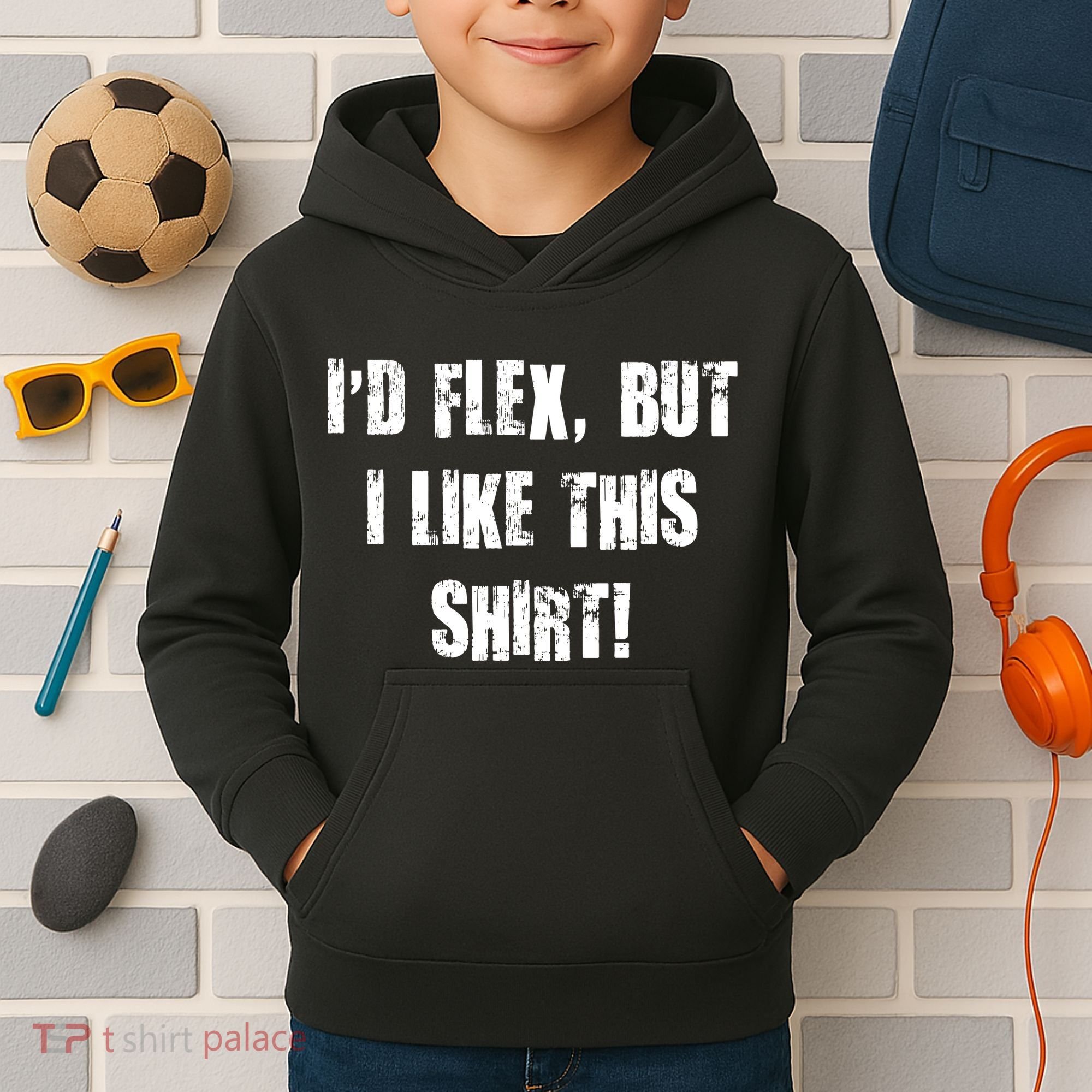 I'd Flex But I Like This Shirt Kids Hoodie
