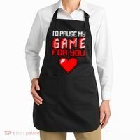 I'd Pause My Game For You Valentines Day Apron thumb 2