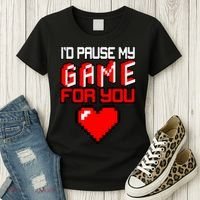 I'd Pause My Game For You Valentines Day Women's T-Shirt thumb 3