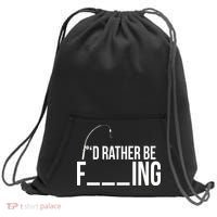 I'd Rather Be Fishing Funny Fisherman Sweatshirt Cinch Pack Bag thumb 0