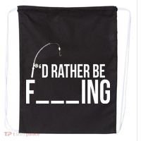 I'd Rather Be Fishing Funny Fisherman Drawstring Bag thumb 0
