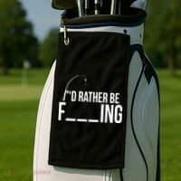 I'd Rather Be Fishing Funny Fisherman Golf Towel thumb 2