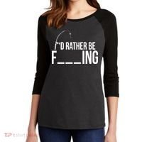 I'd Rather Be Fishing Funny Fisherman Women's Tri-Blend 3/4-Sleeve Raglan Shirt thumb 2