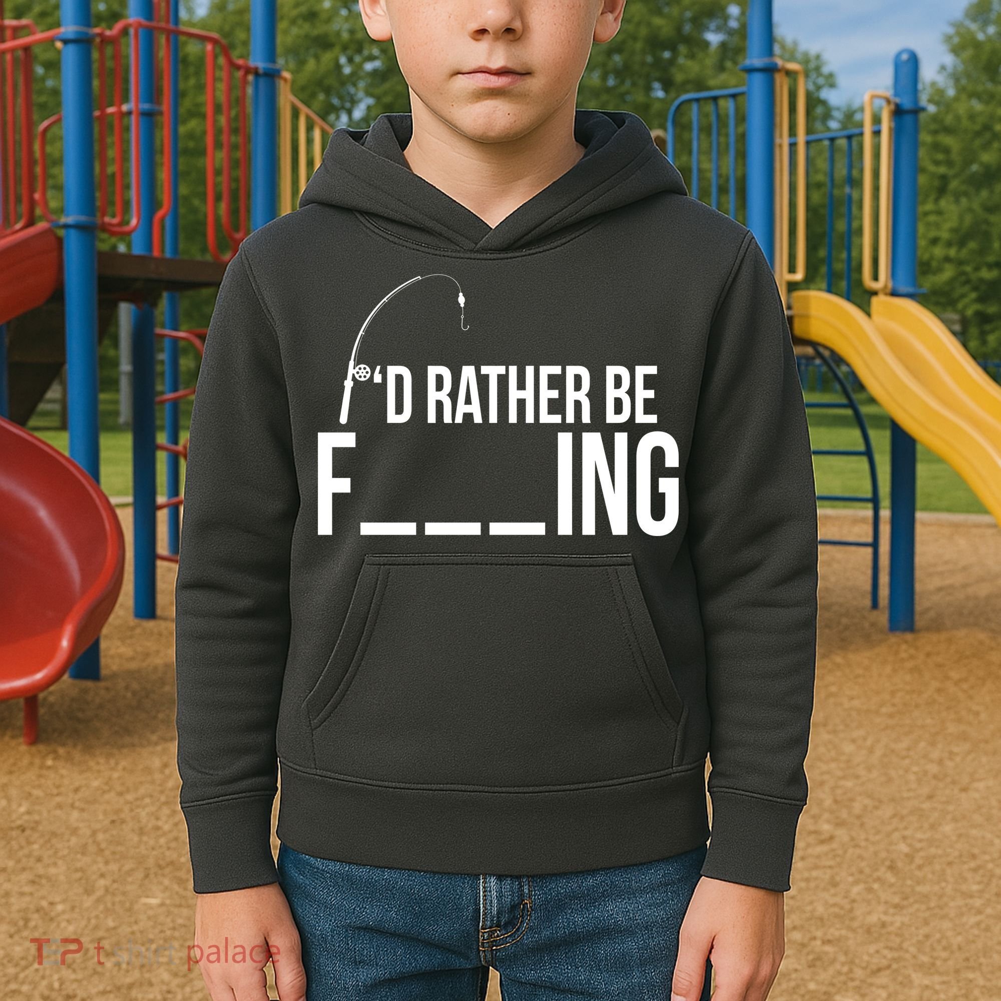 I'd Rather Be Fishing Funny Fisherman Kids Hoodie