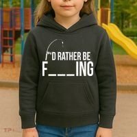 I'd Rather Be Fishing Funny Fisherman Kids Hoodie thumb 3
