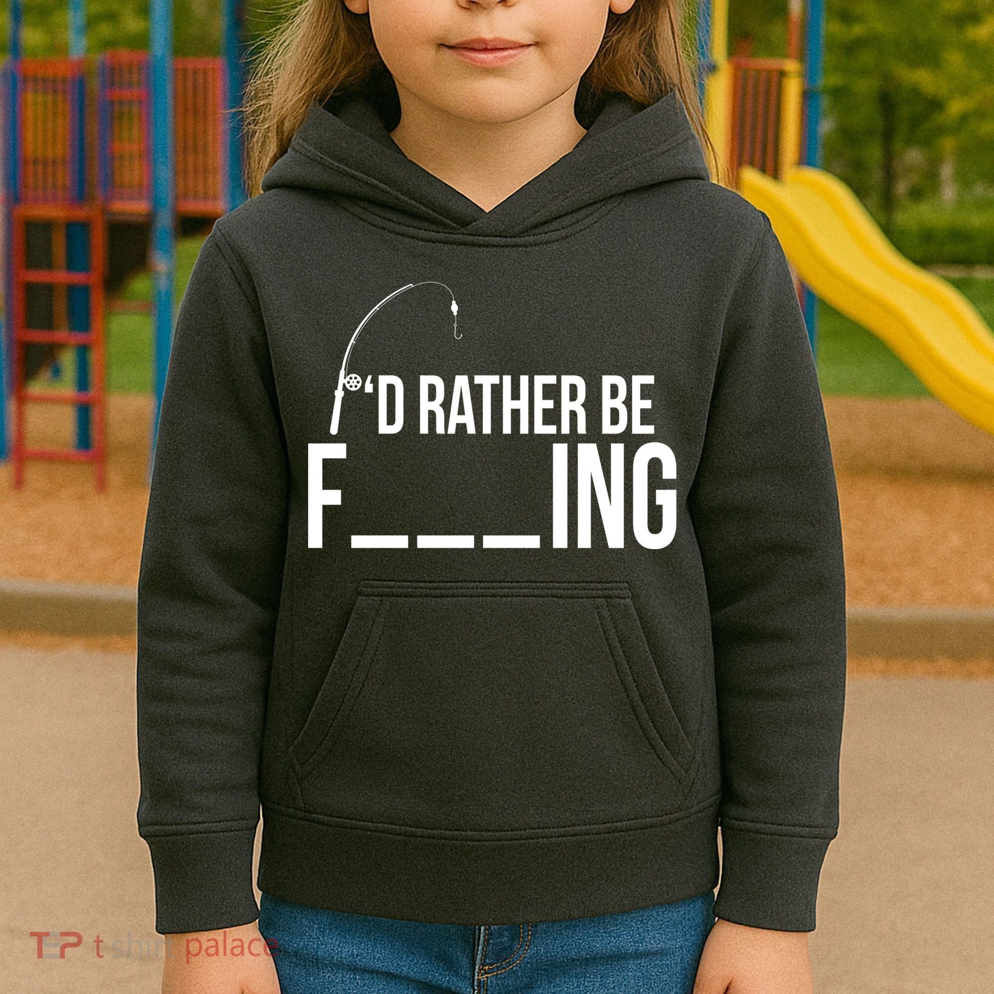 I'd Rather Be Fishing Funny Fisherman Kids Hoodie