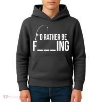 I'd Rather Be Fishing Funny Fisherman Kids Hoodie thumb 4