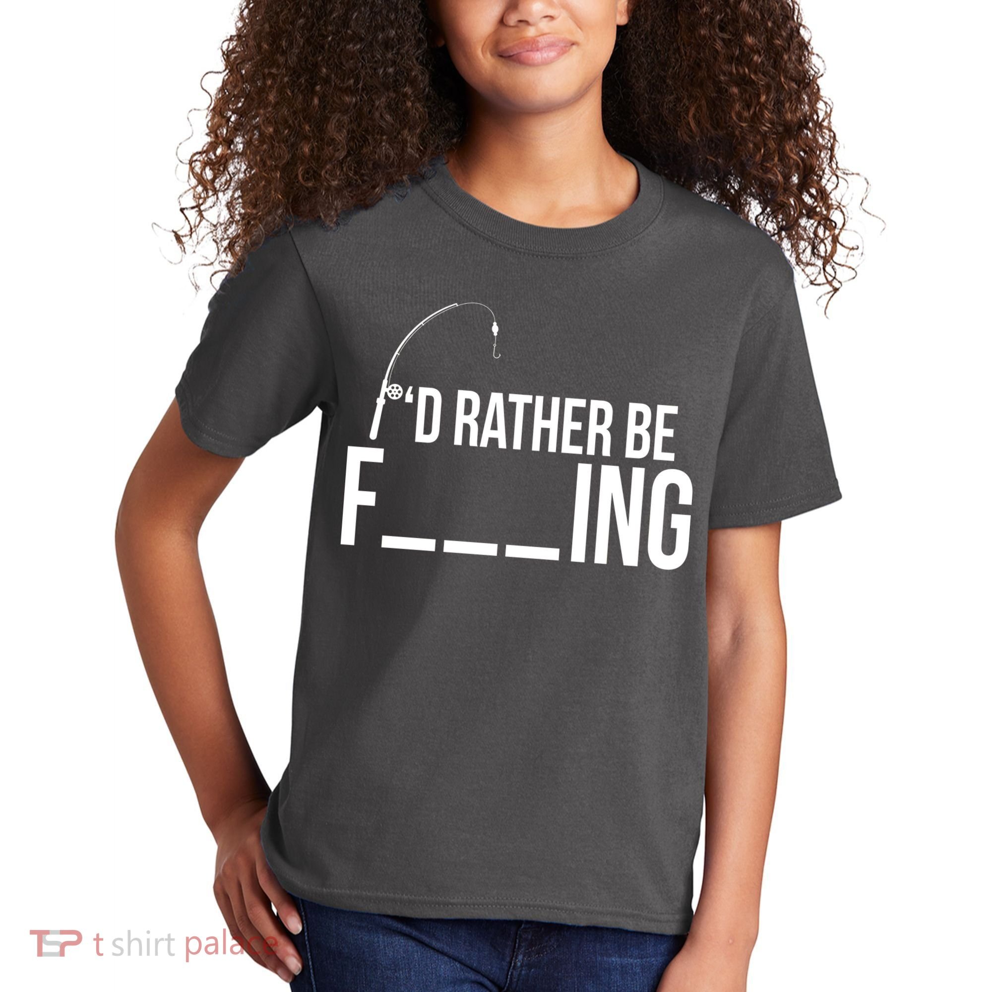 I'd Rather Be Fishing Funny Fisherman Kids T-Shirt
