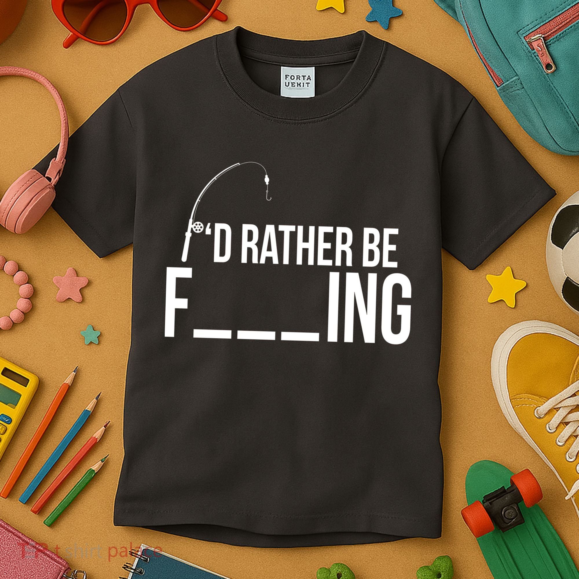 I'd Rather Be Fishing Funny Fisherman Kids T-Shirt