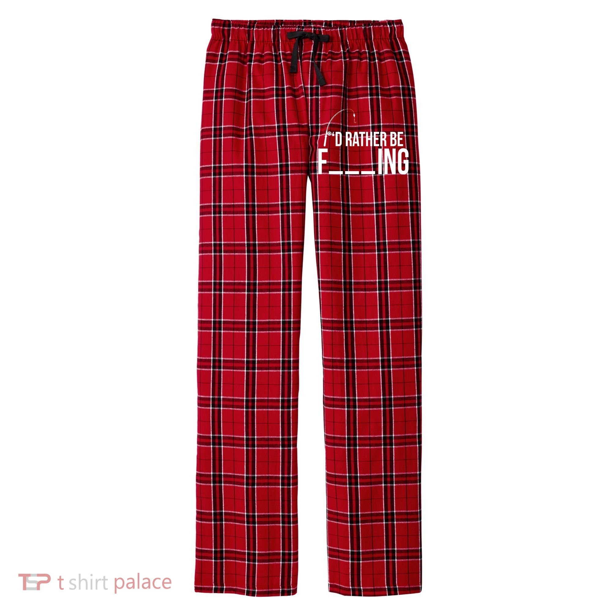 I'd Rather Be Fishing Funny Fisherman Men's Flannel Plaid Pajama Pants