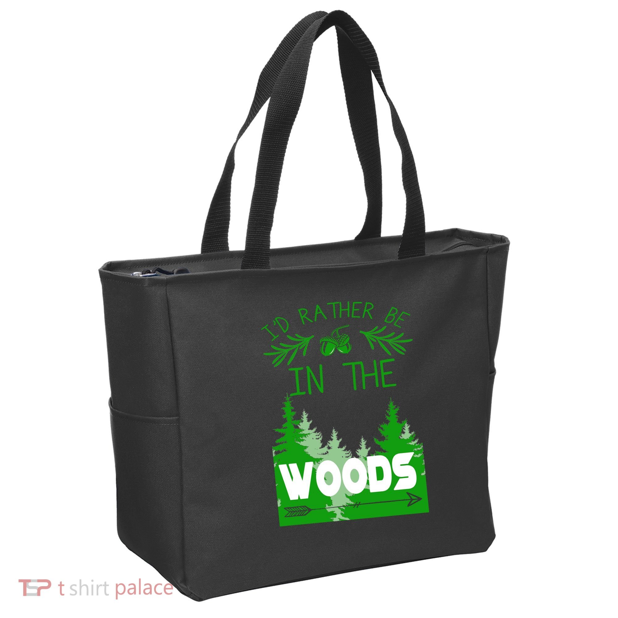 I'd Rather Be In The Woods Funny Hiking Tote Bag