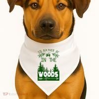 I'd Rather Be In The Woods Funny Hiking USA-Made Doggie Bandana thumb 1