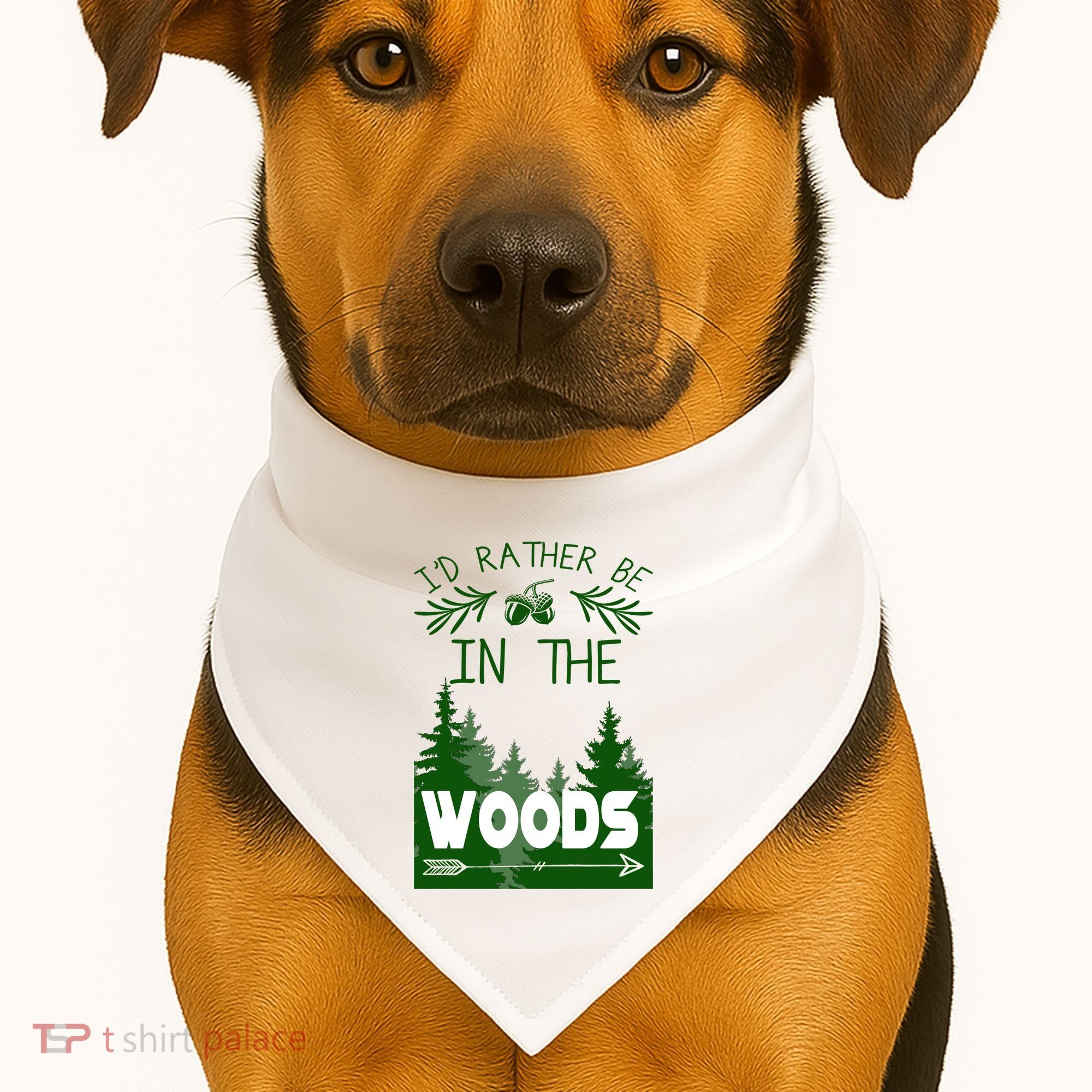 I'd Rather Be In The Woods Funny Hiking USA-Made Doggie Bandana