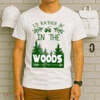 I'd Rather Be In The Woods Funny Hiking T-Shirt thumb 6