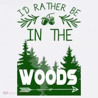 I'd Rather Be In The Woods Funny Hiking Button thumb 1