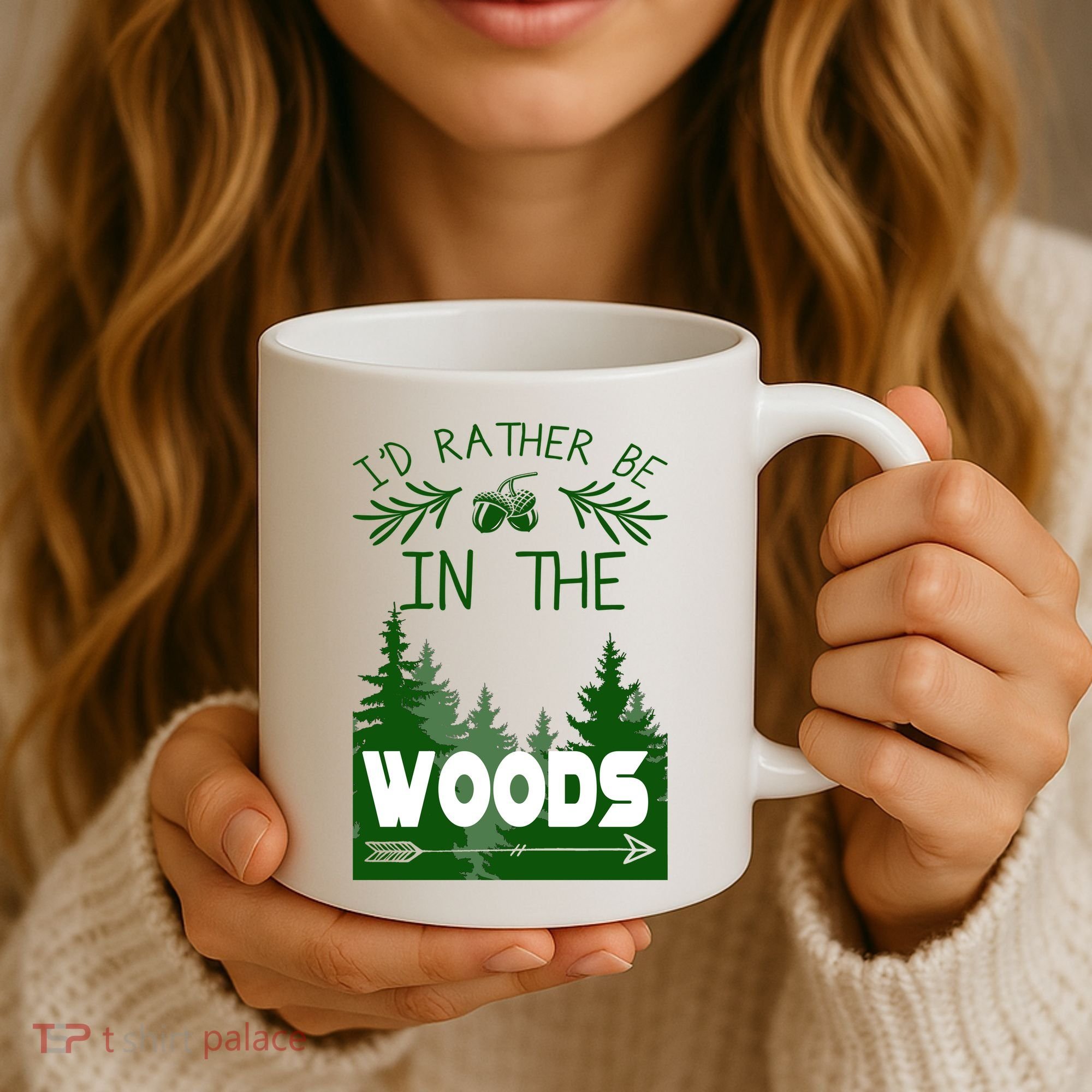 I'd Rather Be In The Woods Funny Hiking Coffee Mug