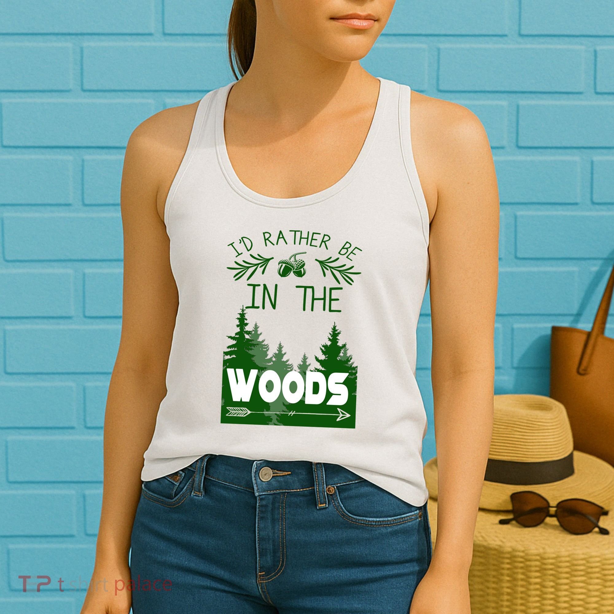 I'd Rather Be In The Woods Funny Hiking Women's Tank Top